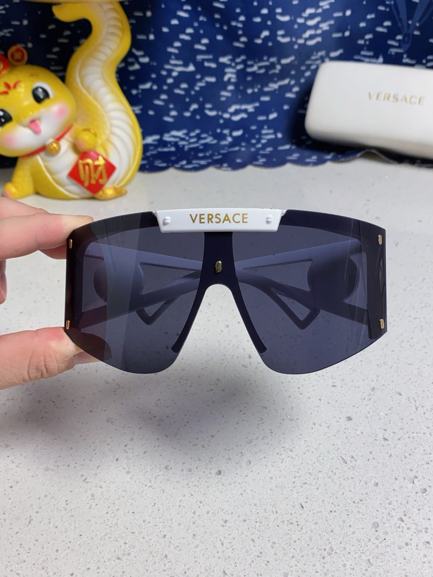 Versace Oversized Blue Lens Sunglasses for Men & Women - detail image 4