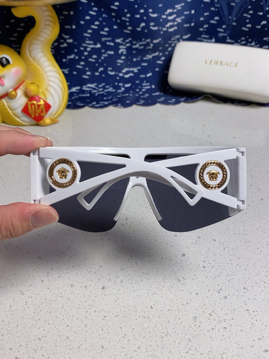 Versace Oversized Blue Lens Sunglasses for Men & Women - detail image 5