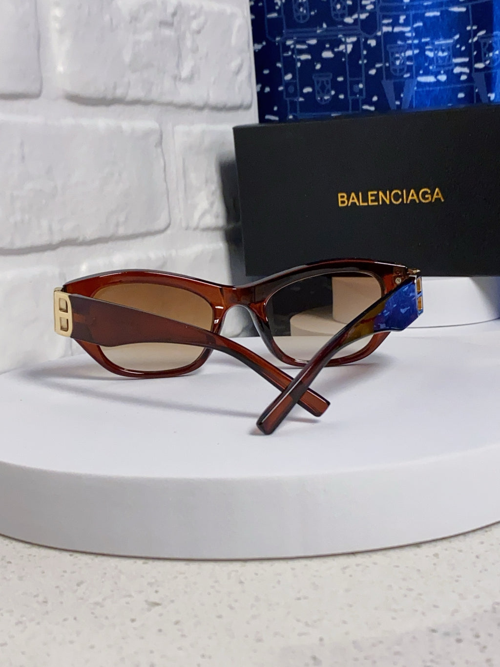 Balenciaga Metal Cat-Eye Brown Lens Sunglasses for Men & Women - detail image 3