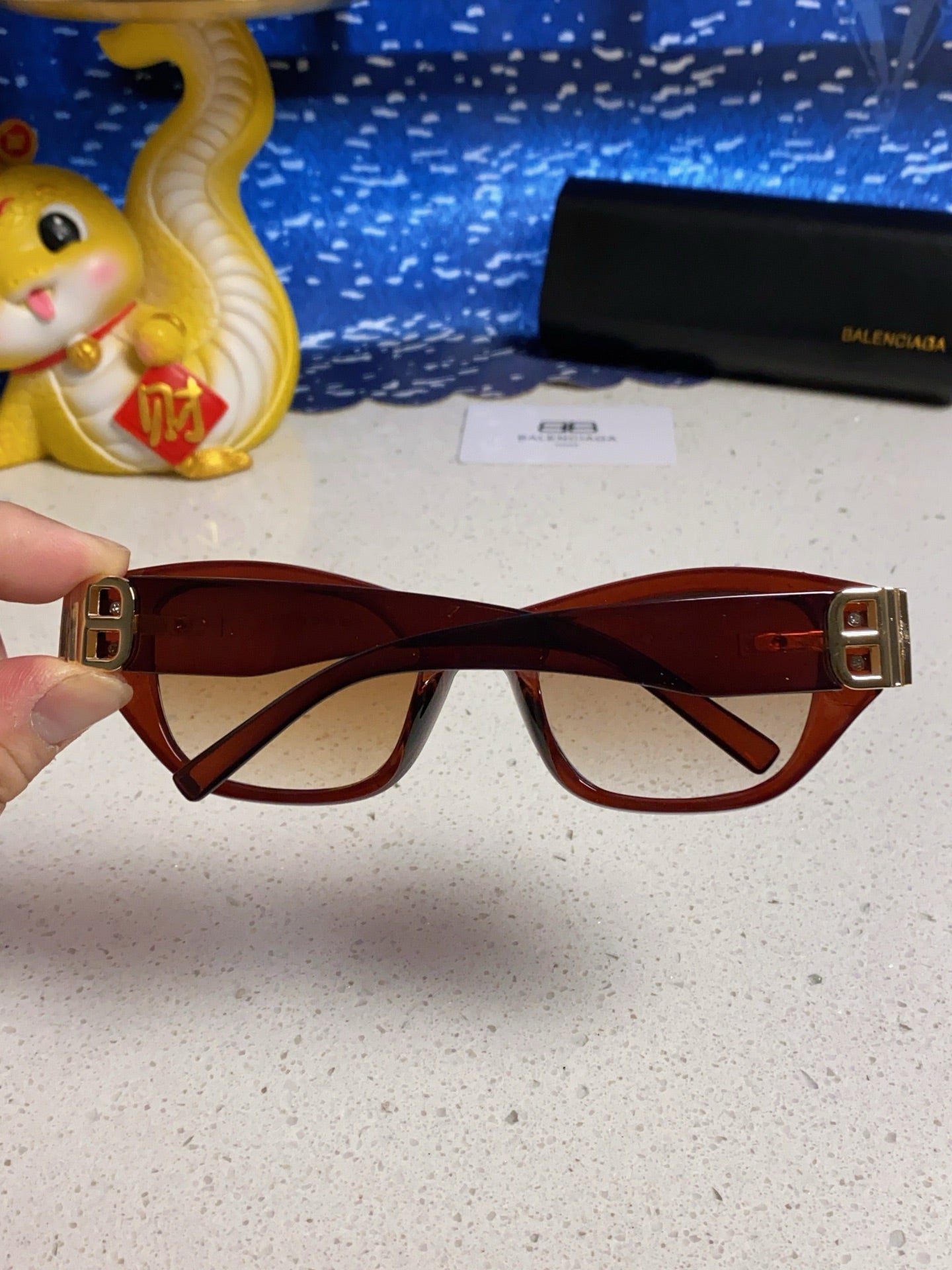 Balenciaga Metal Cat-Eye Brown Lens Sunglasses for Men & Women - detail image 5
