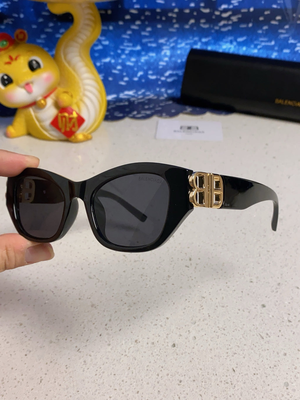 Balenciaga Metal Cat-Eye Red Lens Sunglasses for Men & Women - detail image 7