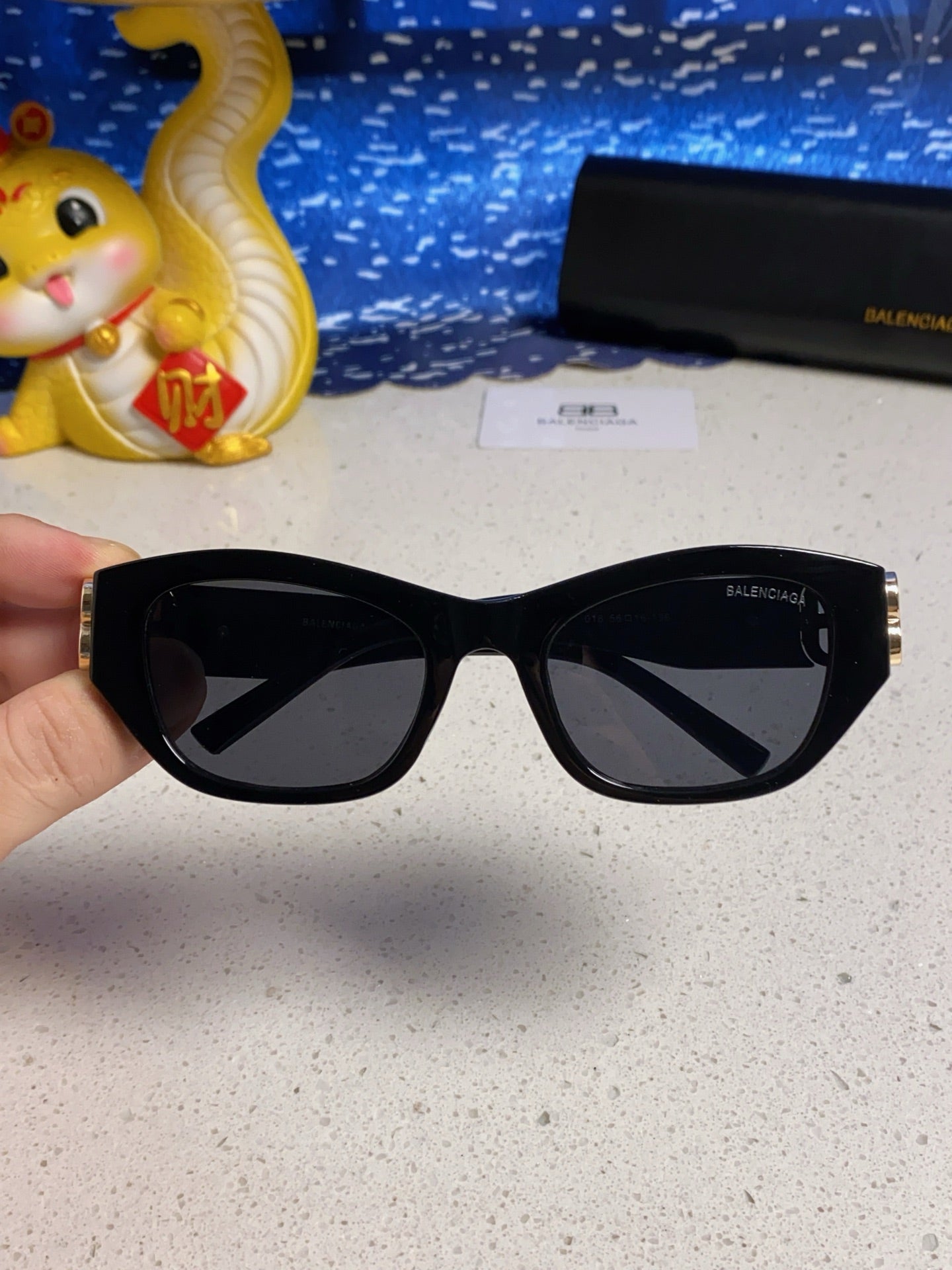 Balenciaga Metal Cat-Eye Red Lens Sunglasses for Men & Women - detail image 5