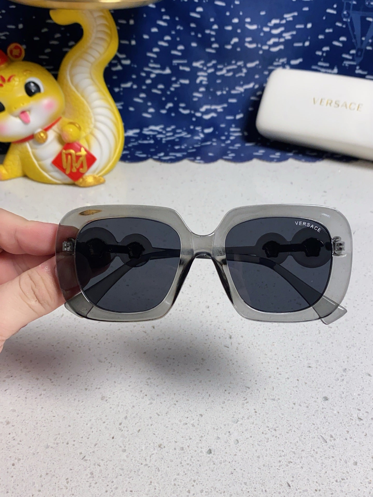 Versace Metal Square Blue Lens Sunglasses for Men & Women - 466267 - detail image 4