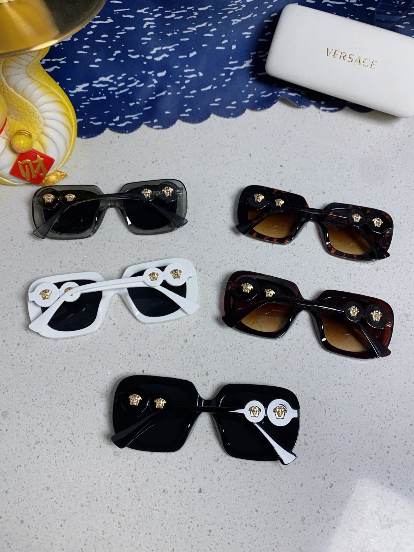Versace Metal Square Blue Lens Sunglasses for Men & Women - detail image 11