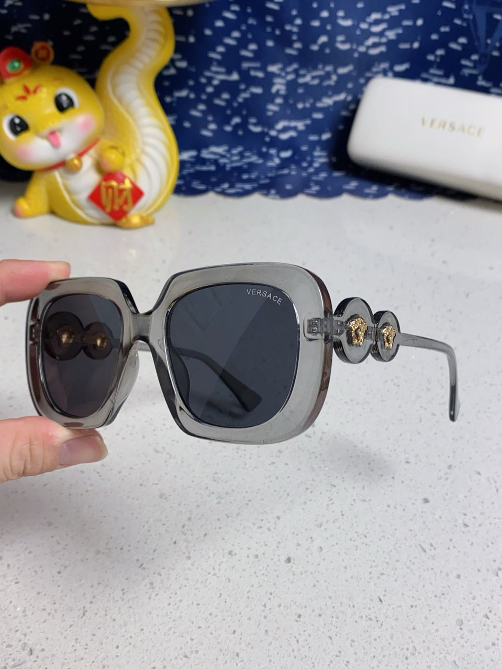 Versace Metal Square Blue Lens Sunglasses for Men & Women - 466267 - detail image 6