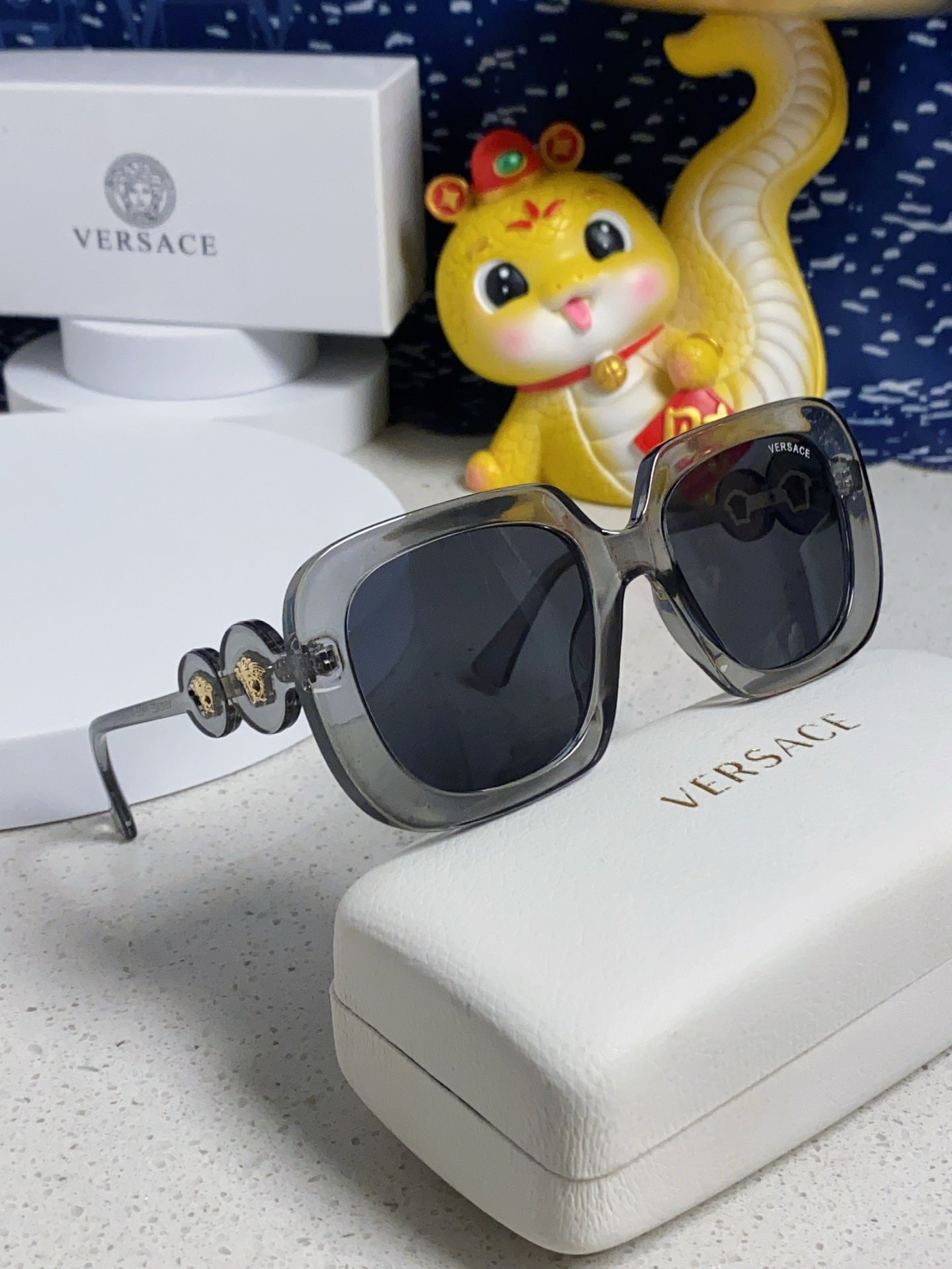 Versace Metal Square Blue Lens Sunglasses for Men & Women - 466267 - detail image 10