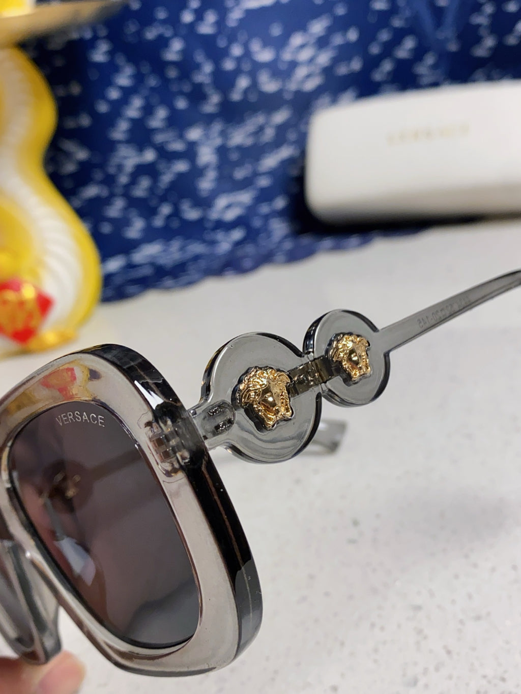 Versace Metal Square Blue Lens Sunglasses for Men & Women - 466267 - detail image 7