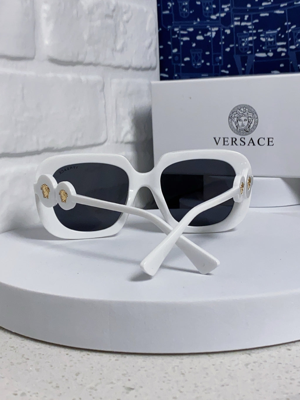 Versace Metal Square Blue Lens Sunglasses for Men & Women - detail image 3