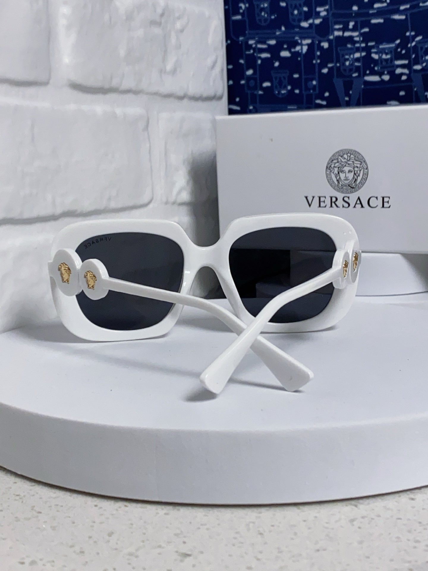 Versace Metal Square Blue Lens Sunglasses for Men & Women - detail image 3