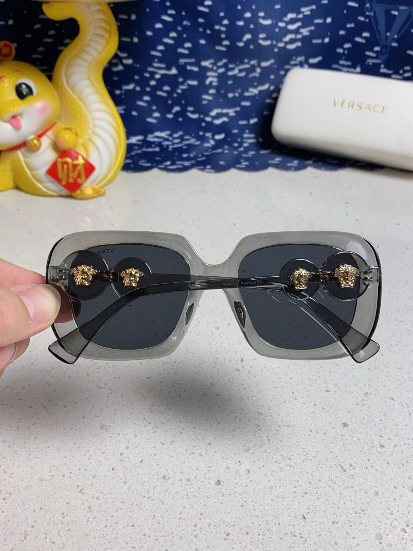 Versace Metal Square Blue Lens Sunglasses for Men & Women - 466267 - detail image 5