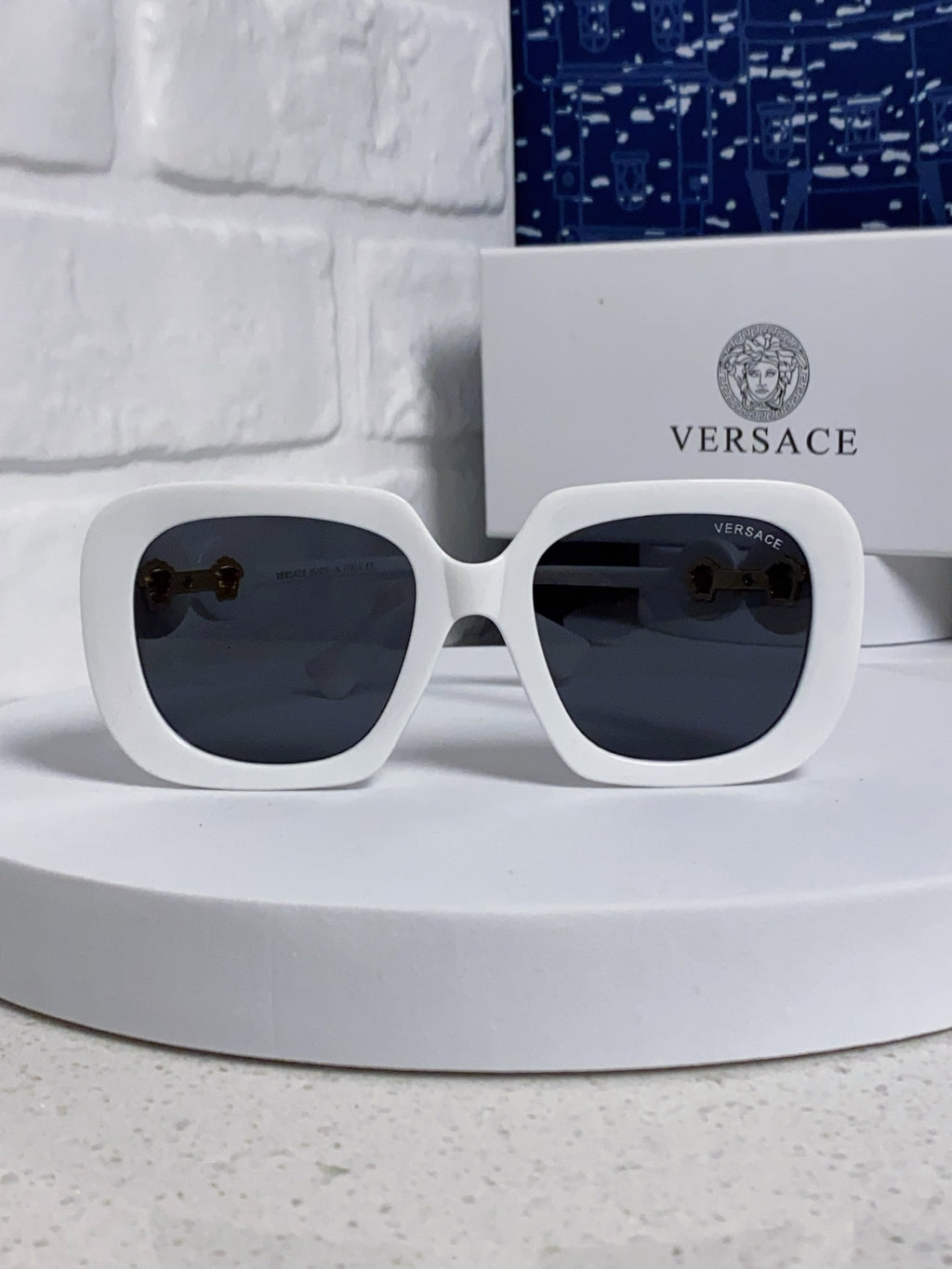 Versace Metal Square Blue Lens Sunglasses for Men & Women - detail image 2