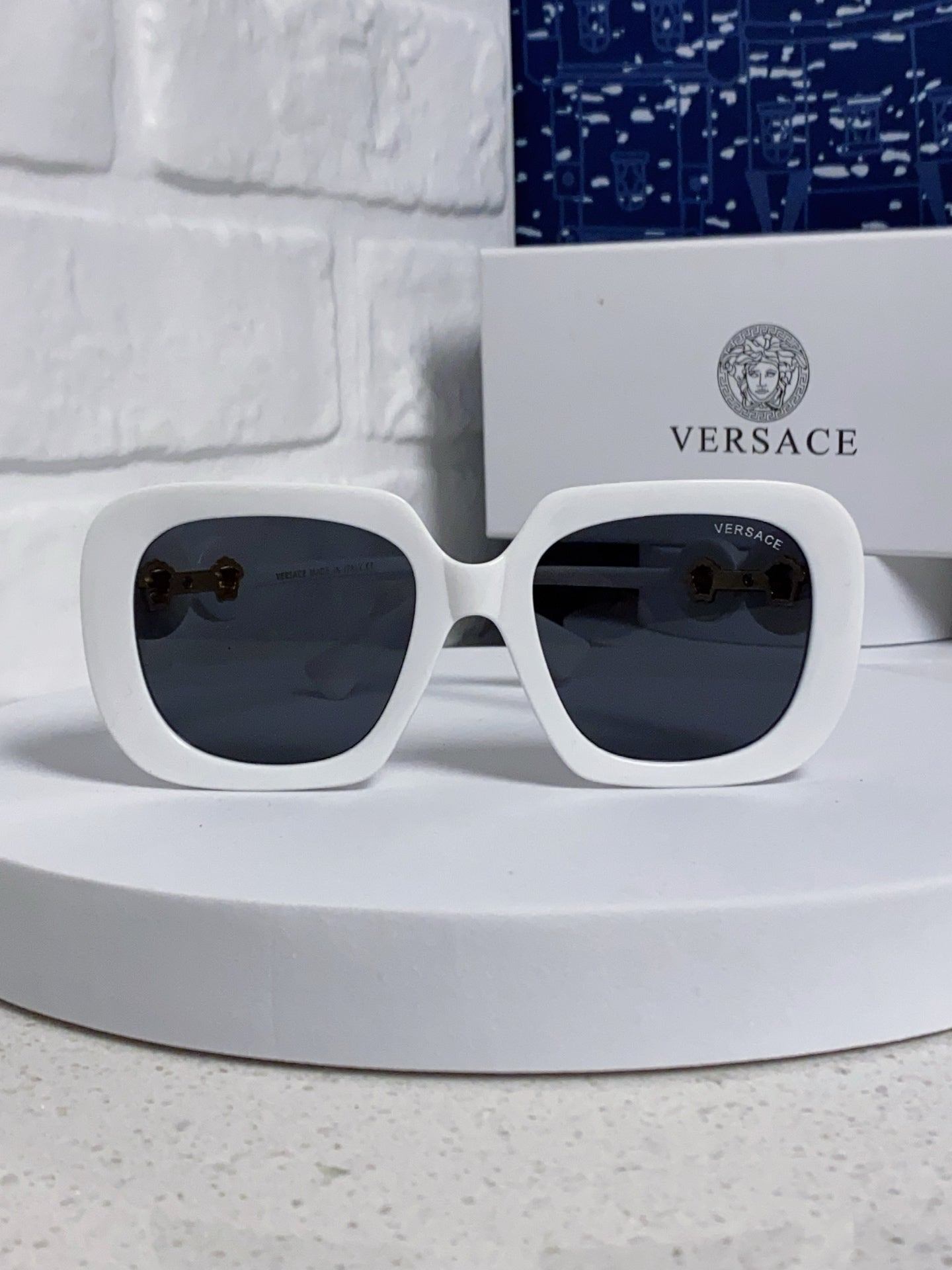 Versace Metal Square Blue Lens Sunglasses for Men & Women - detail image 2