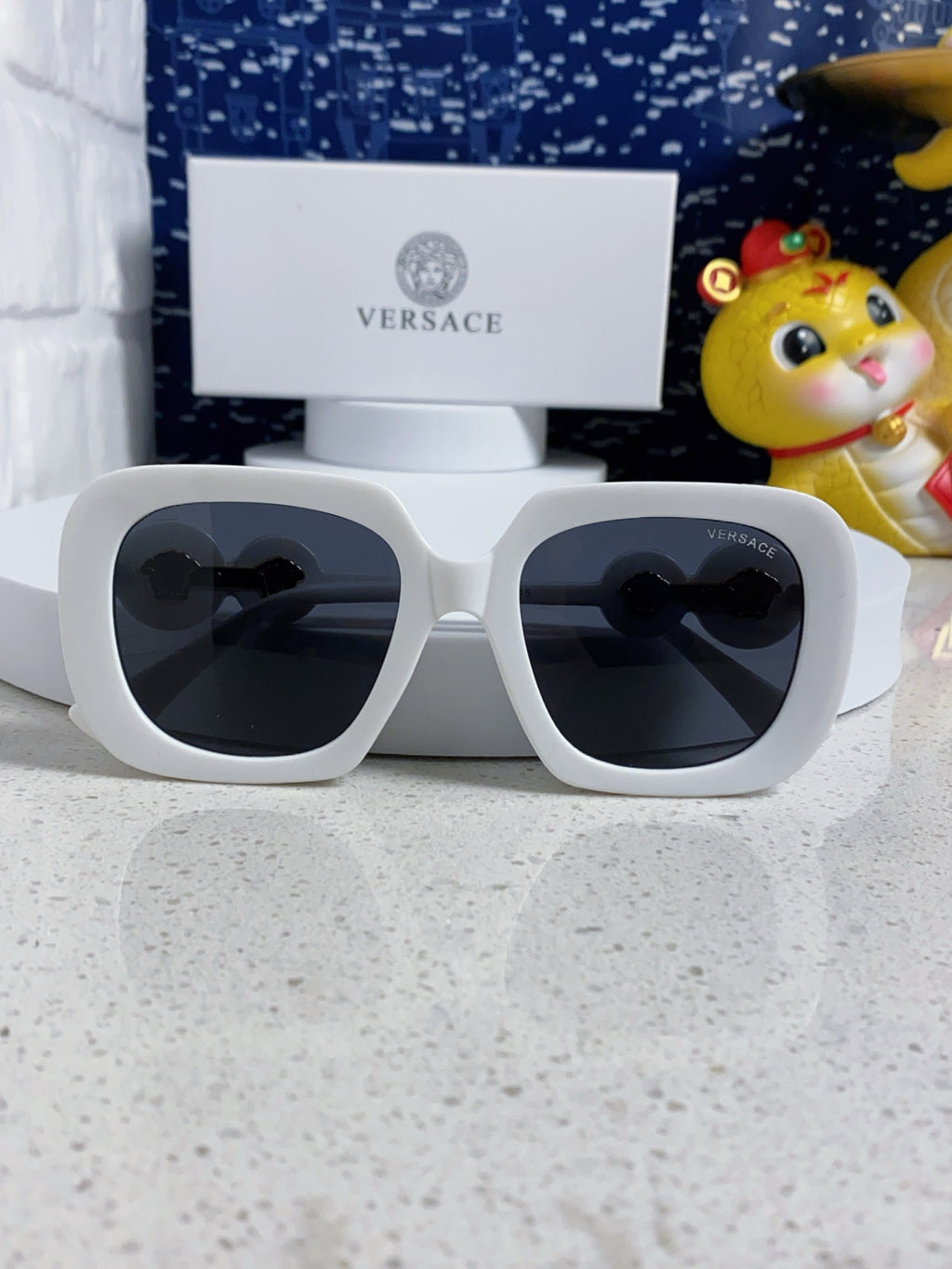 Versace Metal Square Blue Lens Sunglasses for Men & Women - detail image 9