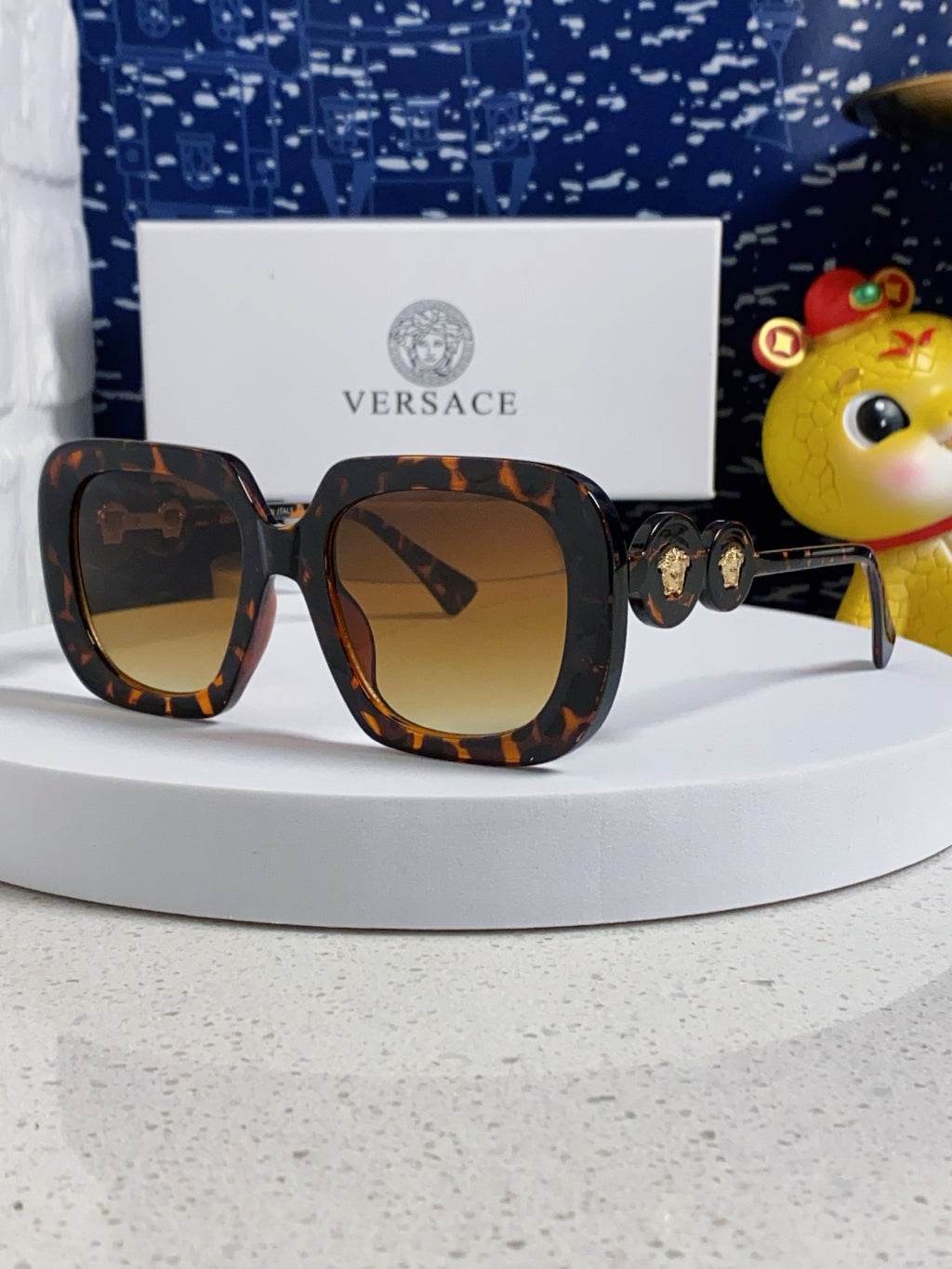 Versace Metal Square Brown Lens Sunglasses for Men & Women - 466269
