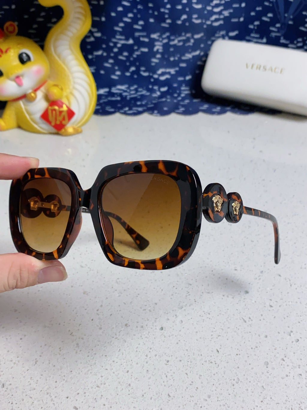 Versace Metal Square Brown Lens Sunglasses for Men & Women - 466269 - detail image 6