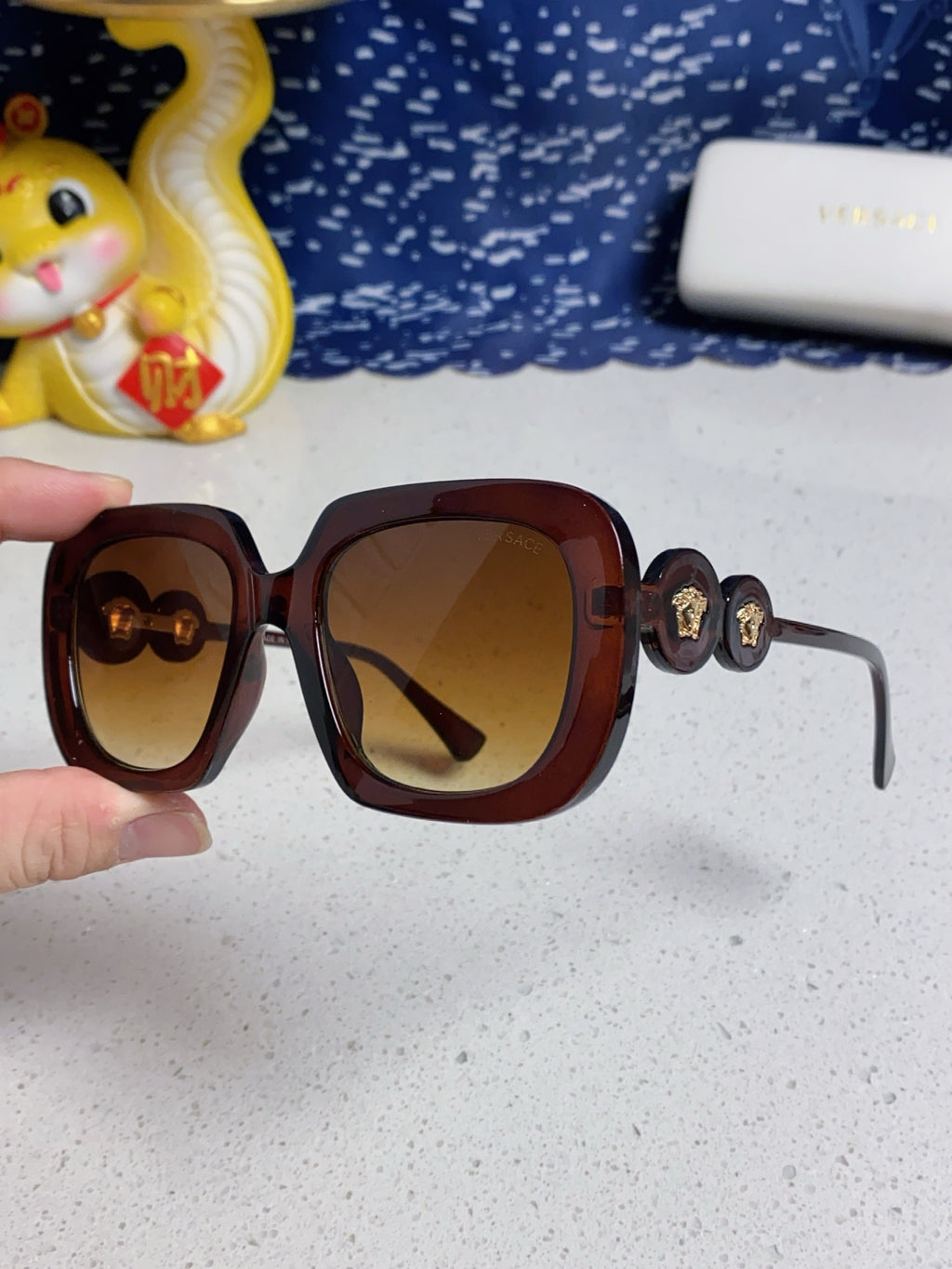 Versace Metal Square Brown Lens Sunglasses for Men & Women - 466270 - detail image 6
