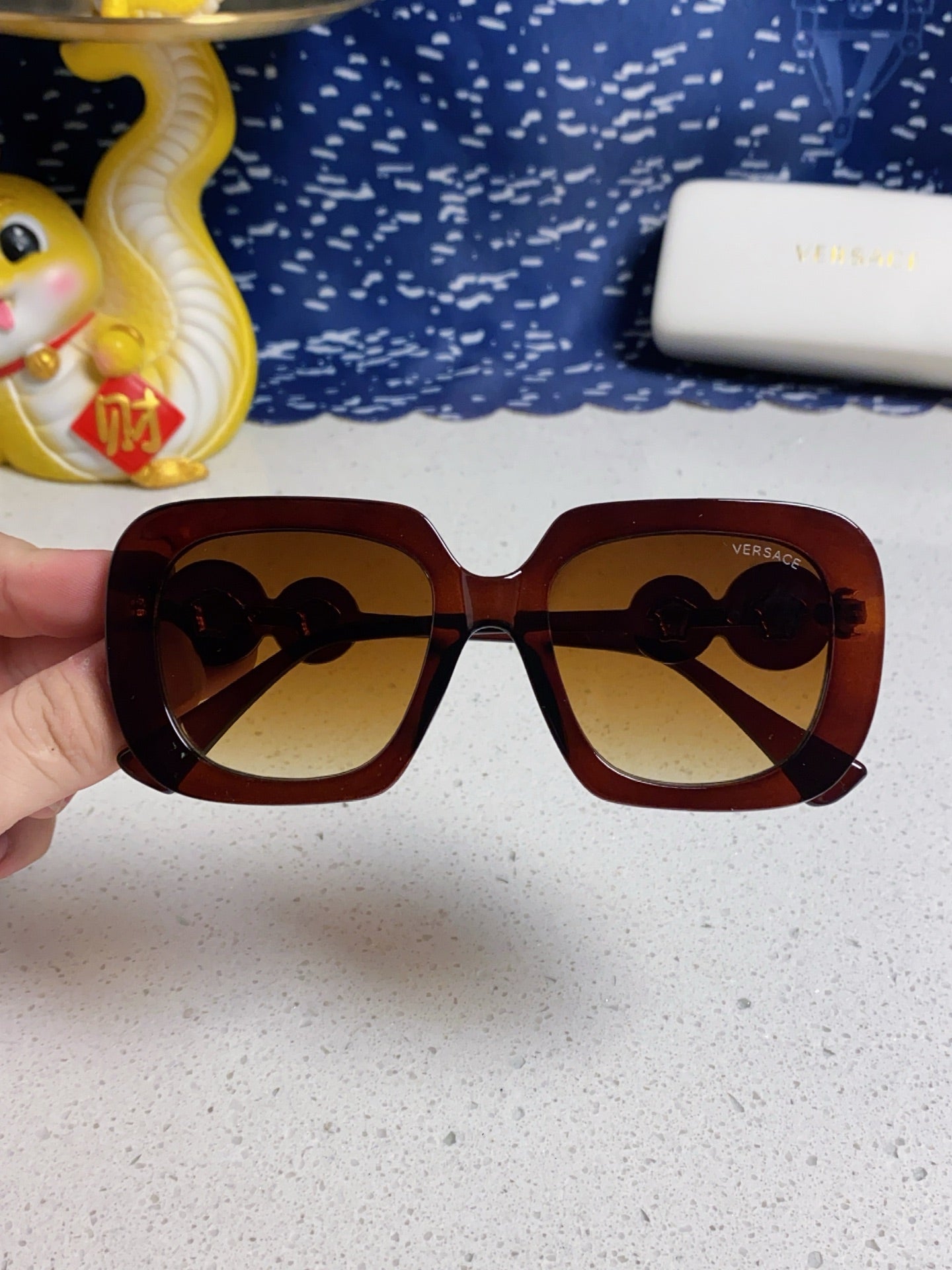 Versace Metal Square Brown Lens Sunglasses for Men & Women - 466270 - detail image 4