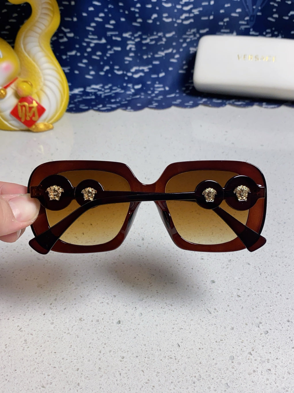 Versace Metal Square Brown Lens Sunglasses for Men & Women - 466270 - detail image 5