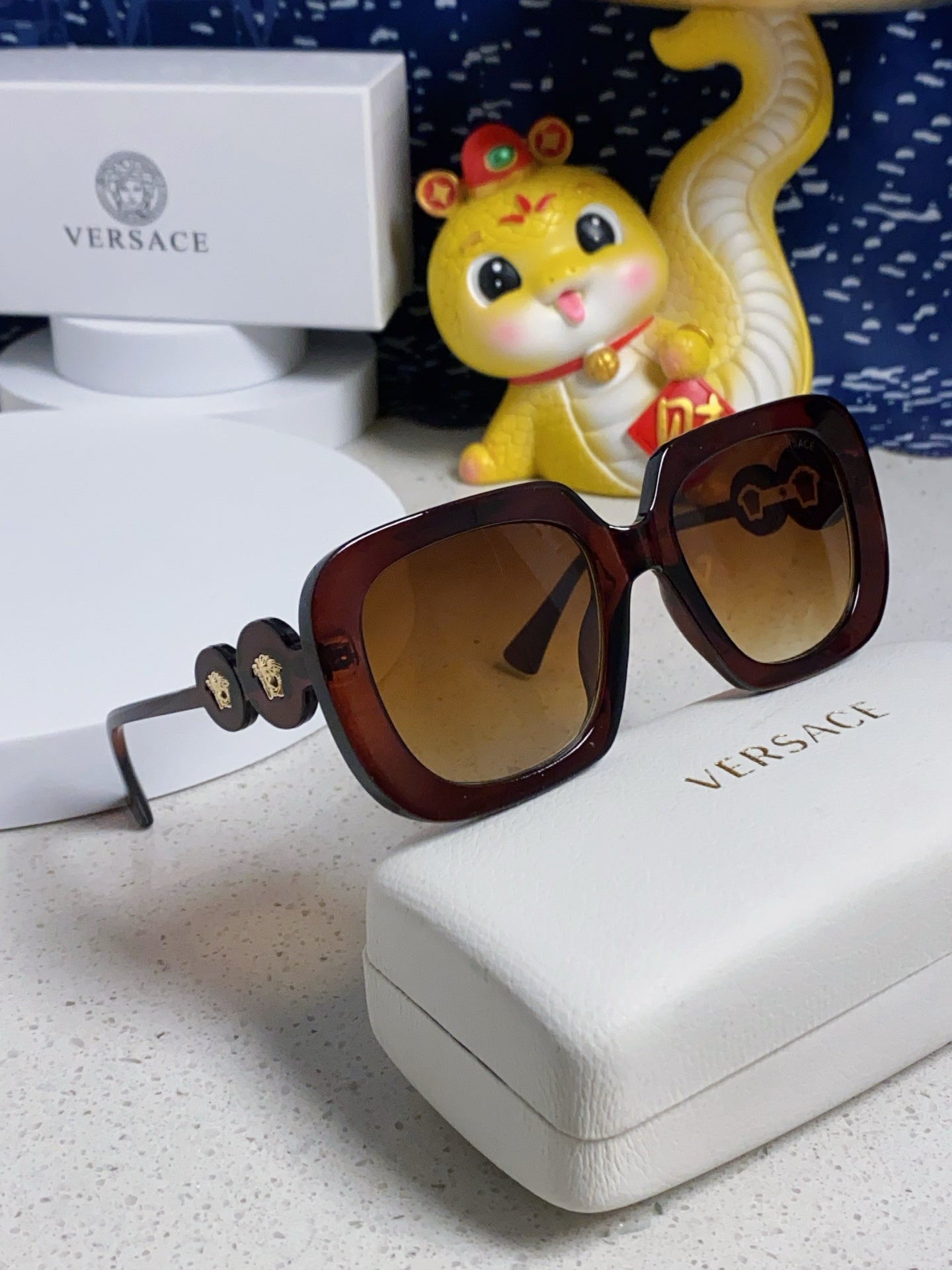 Versace Metal Square Brown Lens Sunglasses for Men & Women - 466270 - detail image 10