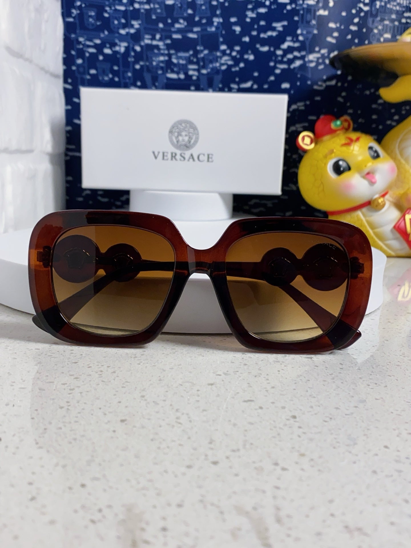 Versace Metal Square Brown Lens Sunglasses for Men & Women - 466270 - detail image 9