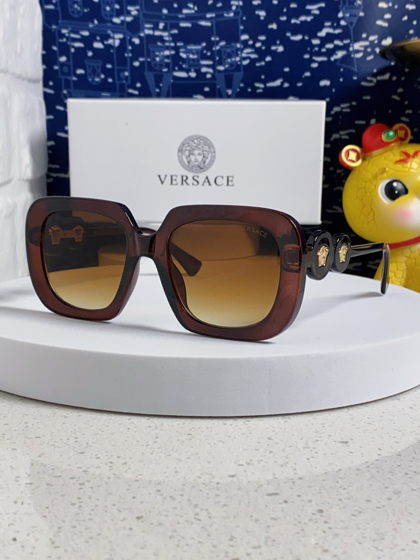 Versace Metal Square Brown Lens Sunglasses for Men & Women - 466270