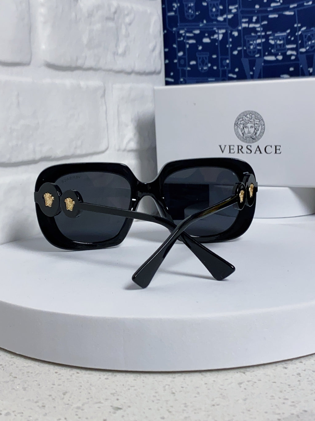 Versace Metal Square Black Lens Sunglasses for Men & Women - detail image 3