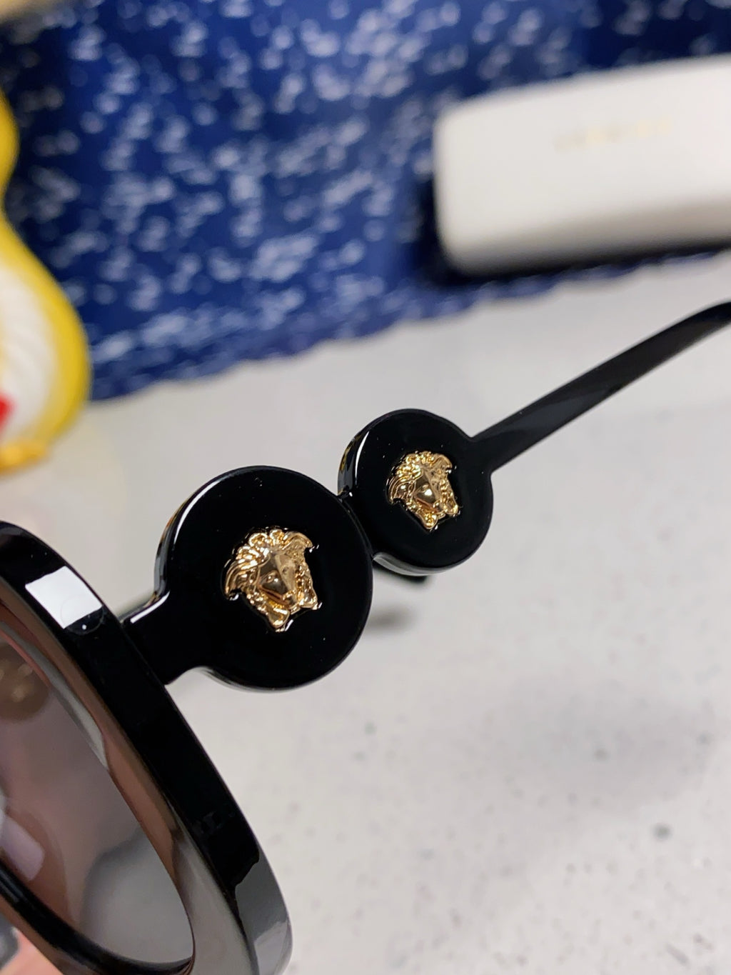 Versace Metal Square Black Lens Sunglasses for Men & Women - detail image 7