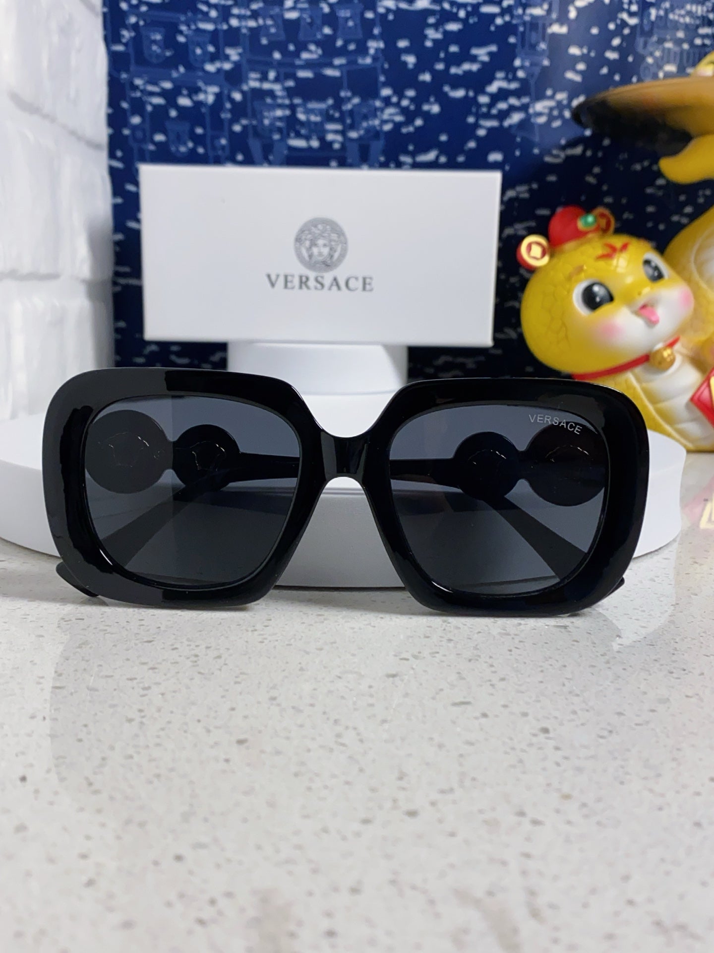 Versace Metal Square Black Lens Sunglasses for Men & Women - detail image 9