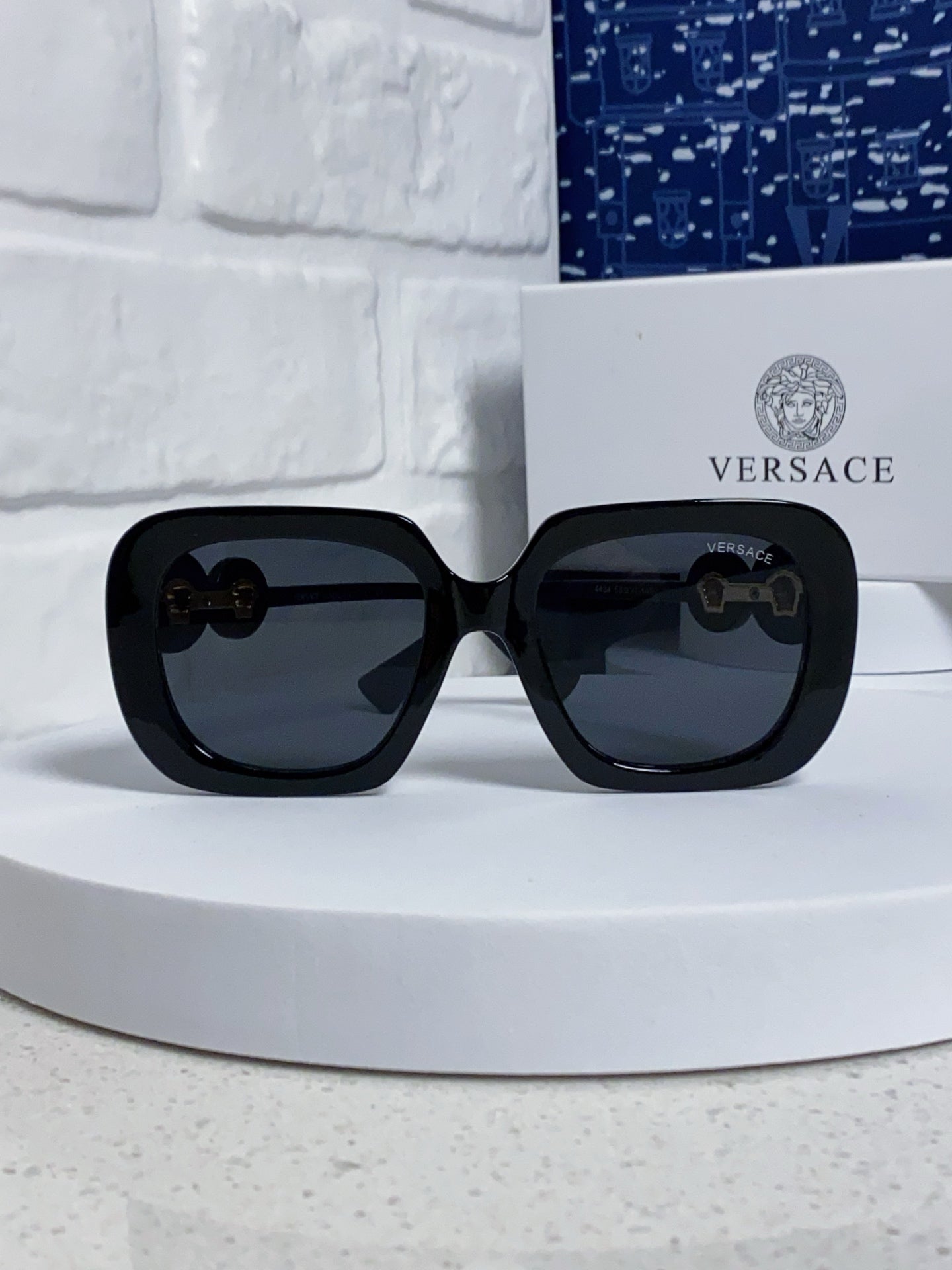 Versace Metal Square Black Lens Sunglasses for Men & Women - detail image 2