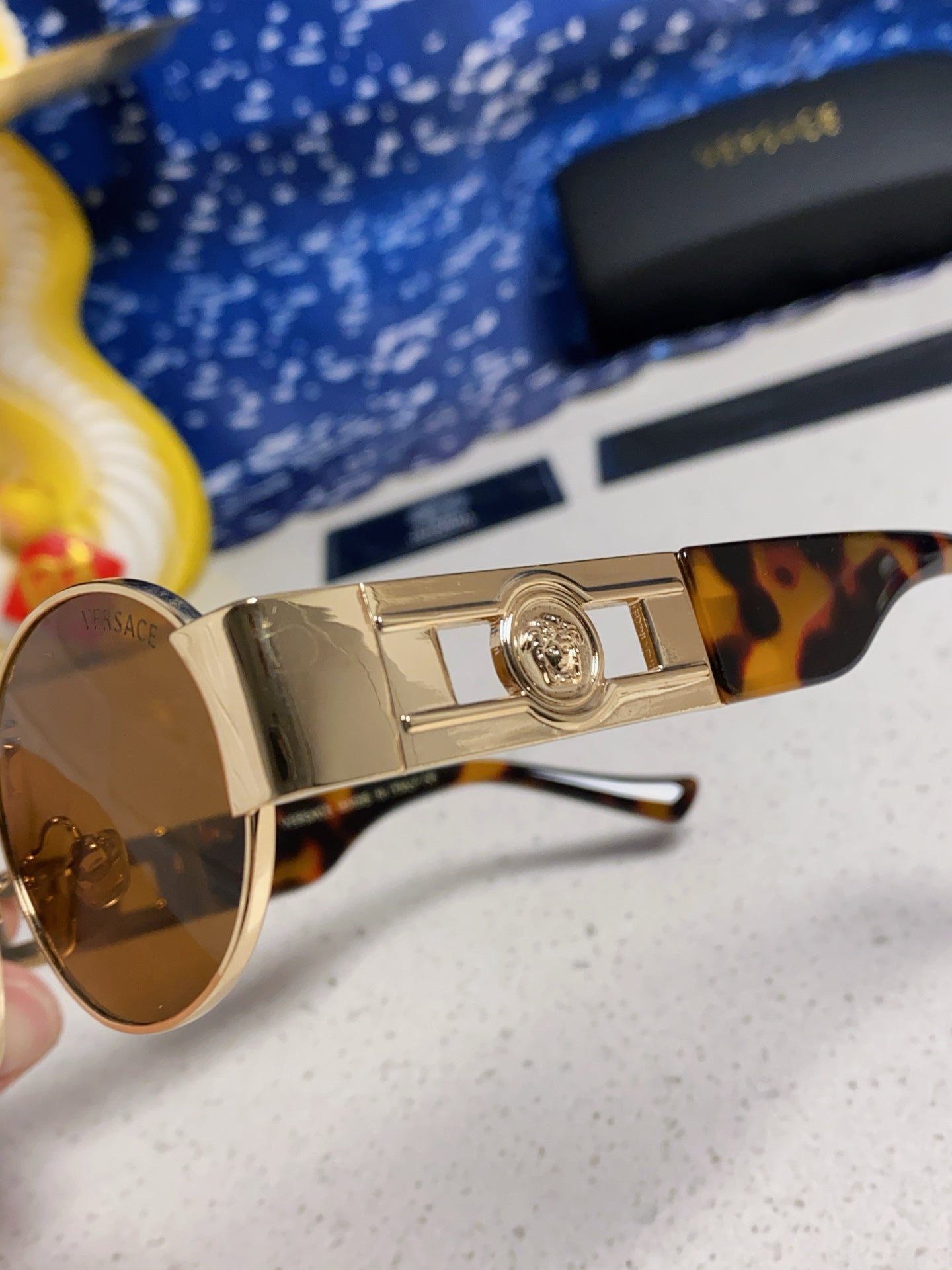 Versace Metal Oval Brown Lens Sunglasses for Men & Women - detail image 7