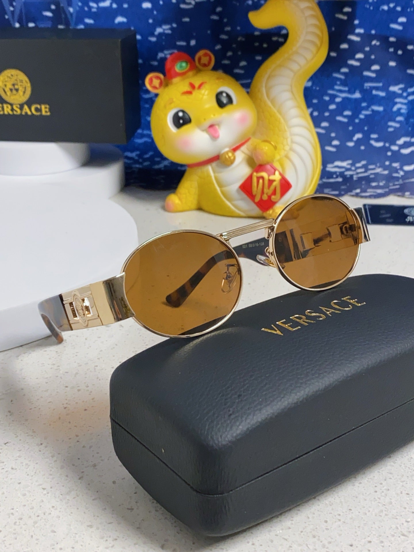 Versace Metal Oval Brown Lens Sunglasses for Men & Women - detail image 10