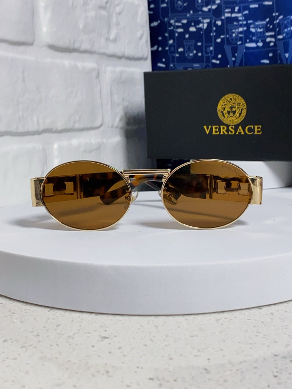 Versace Metal Oval Brown Lens Sunglasses for Men & Women - detail image 2