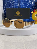 Versace Metal Oval Brown Lens Sunglasses for Men & Women - 358796