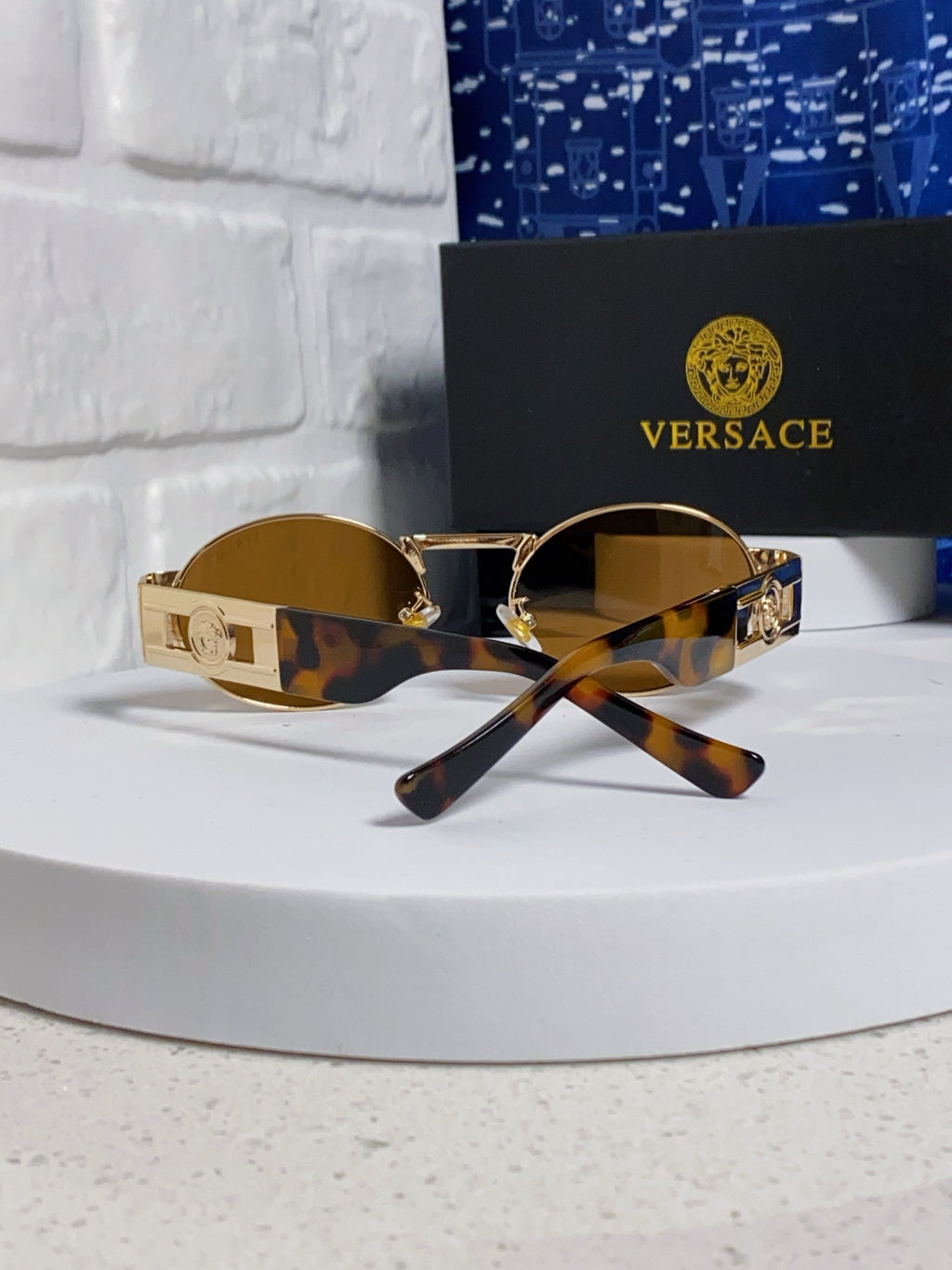 Versace Metal Oval Brown Lens Sunglasses for Men & Women - 358796 - detail image 3