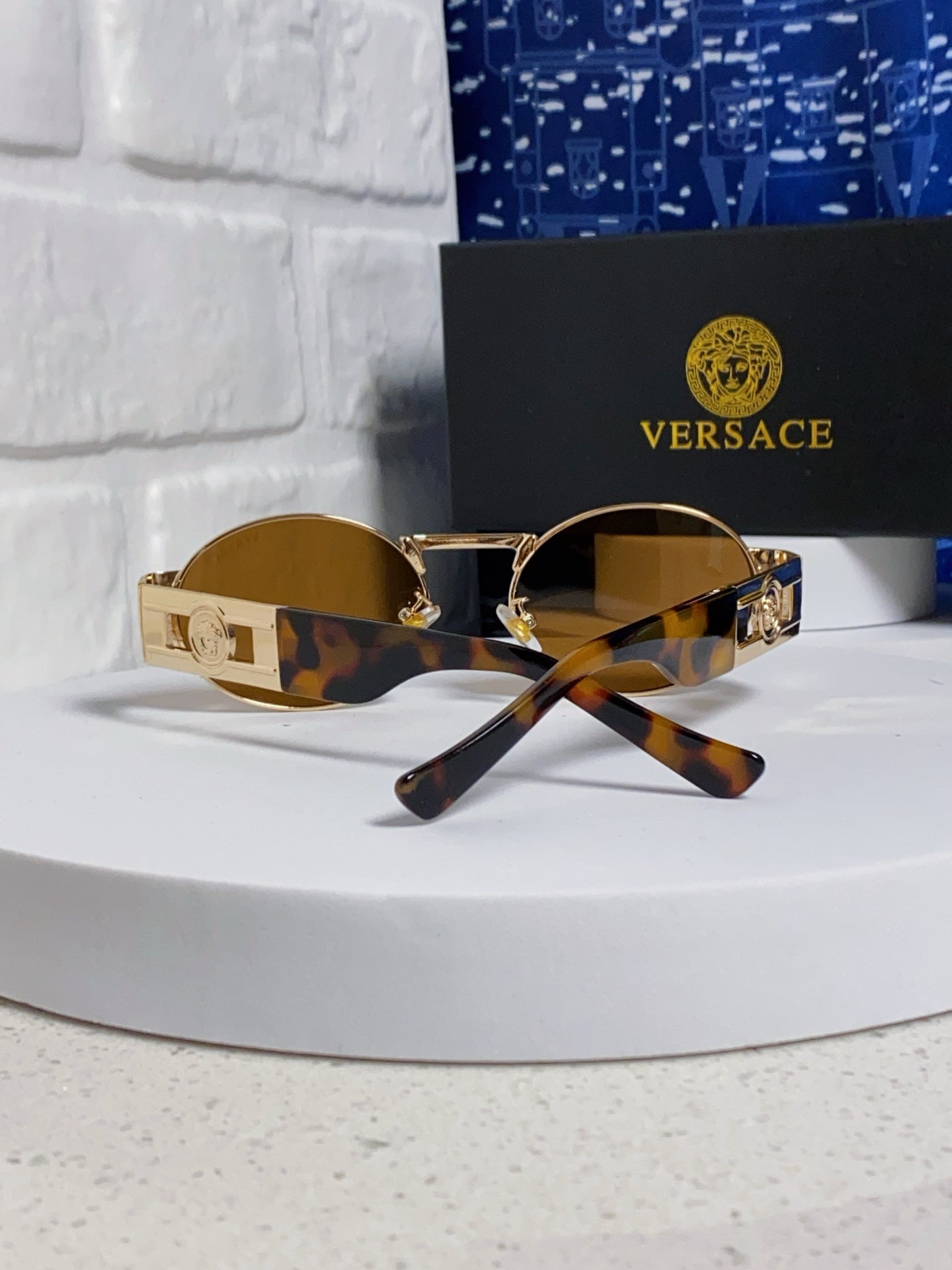 Versace Metal Oval Brown Lens Sunglasses for Men & Women - 358796 - detail image 3