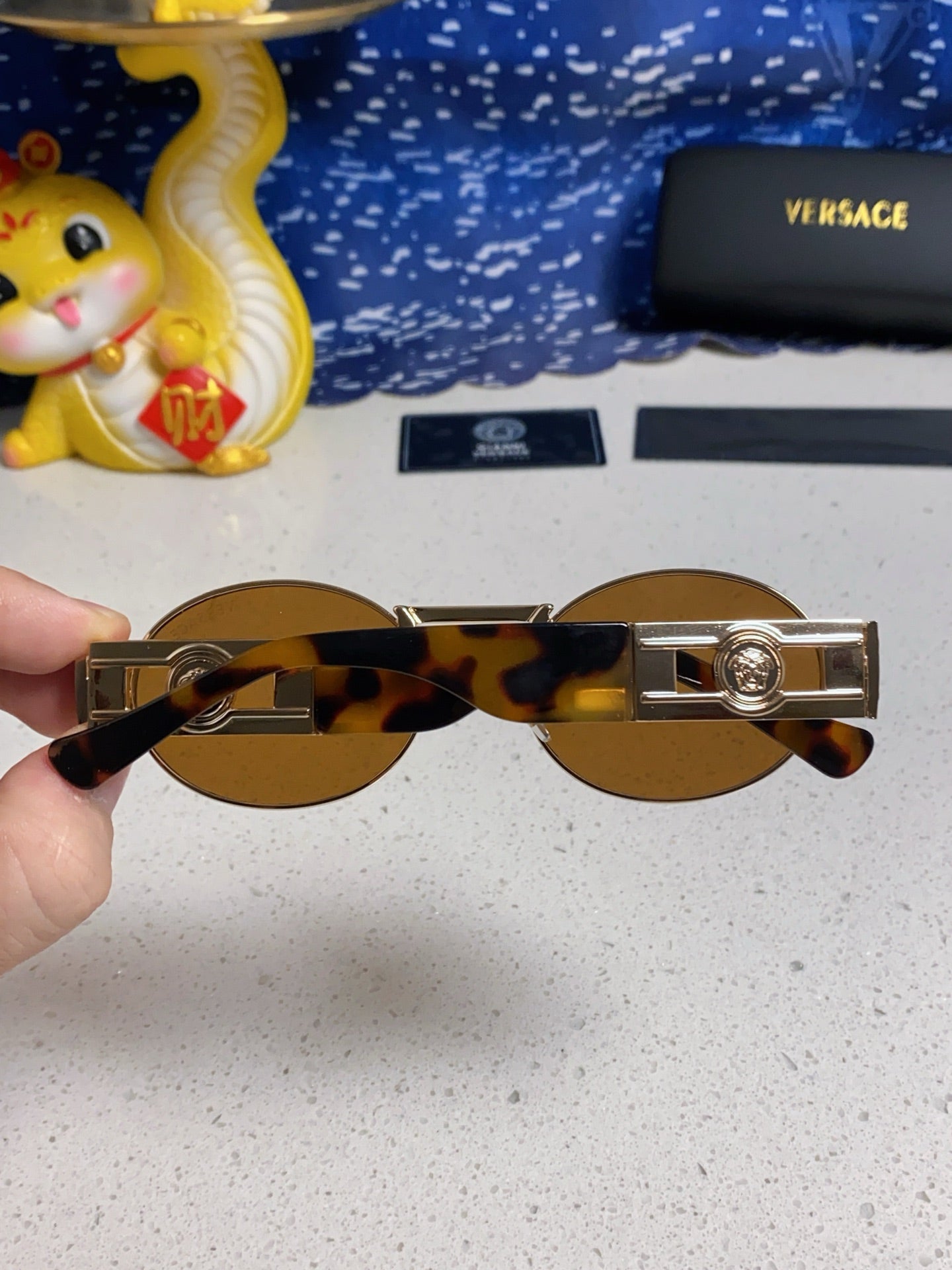Versace Metal Oval Brown Lens Sunglasses for Men & Women - detail image 5