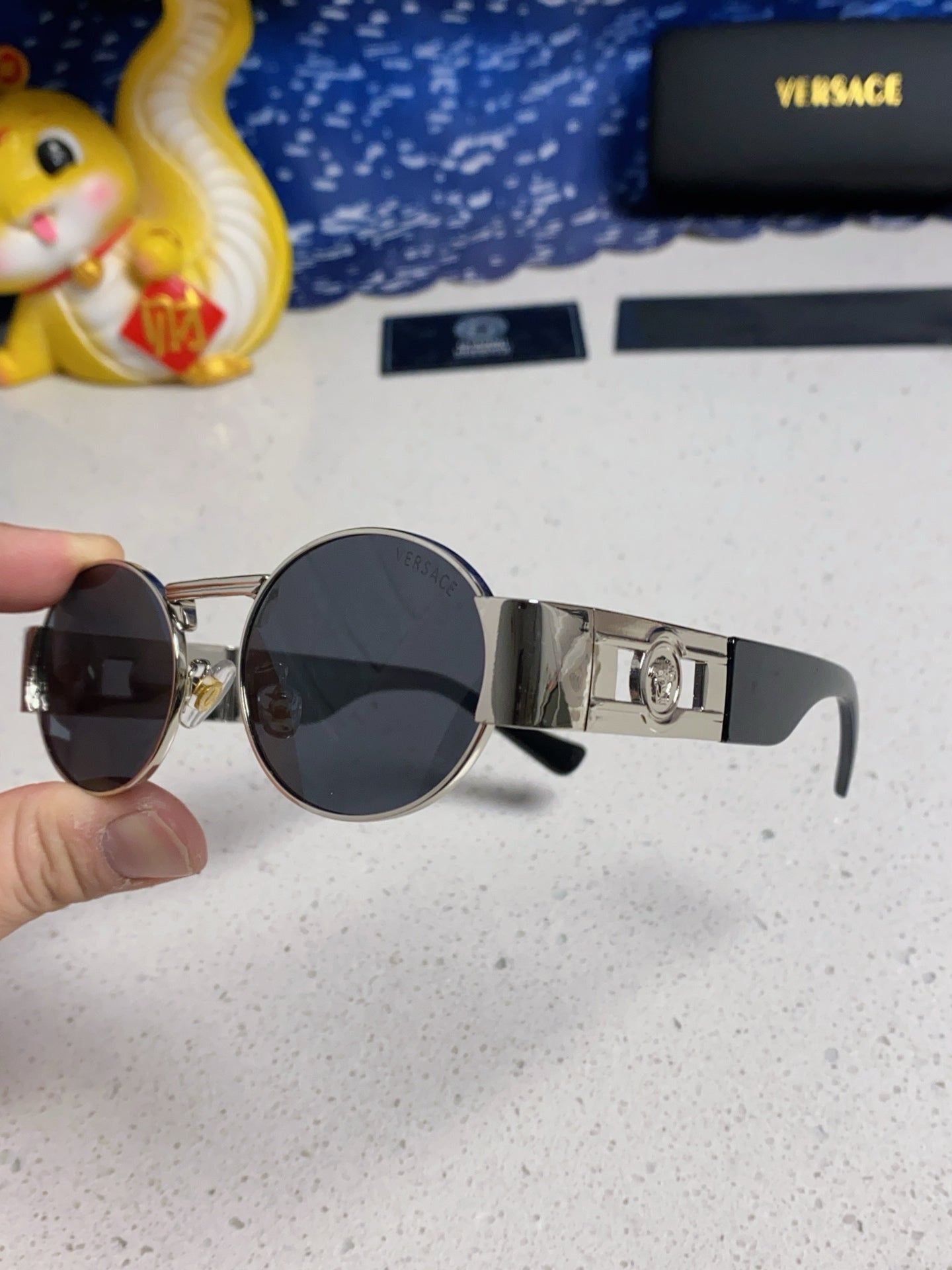 Versace Metal Oval Gray Lens Sunglasses for Men & Women - 358797 - detail image 7