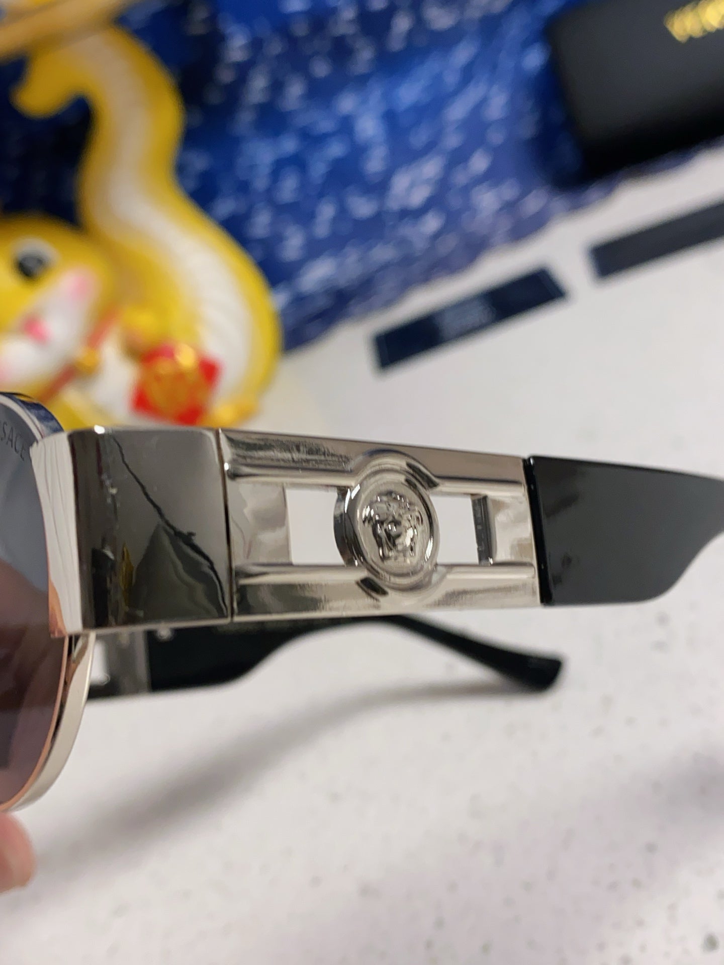 Versace Metal Oval Gray Lens Sunglasses for Men & Women - detail image 8