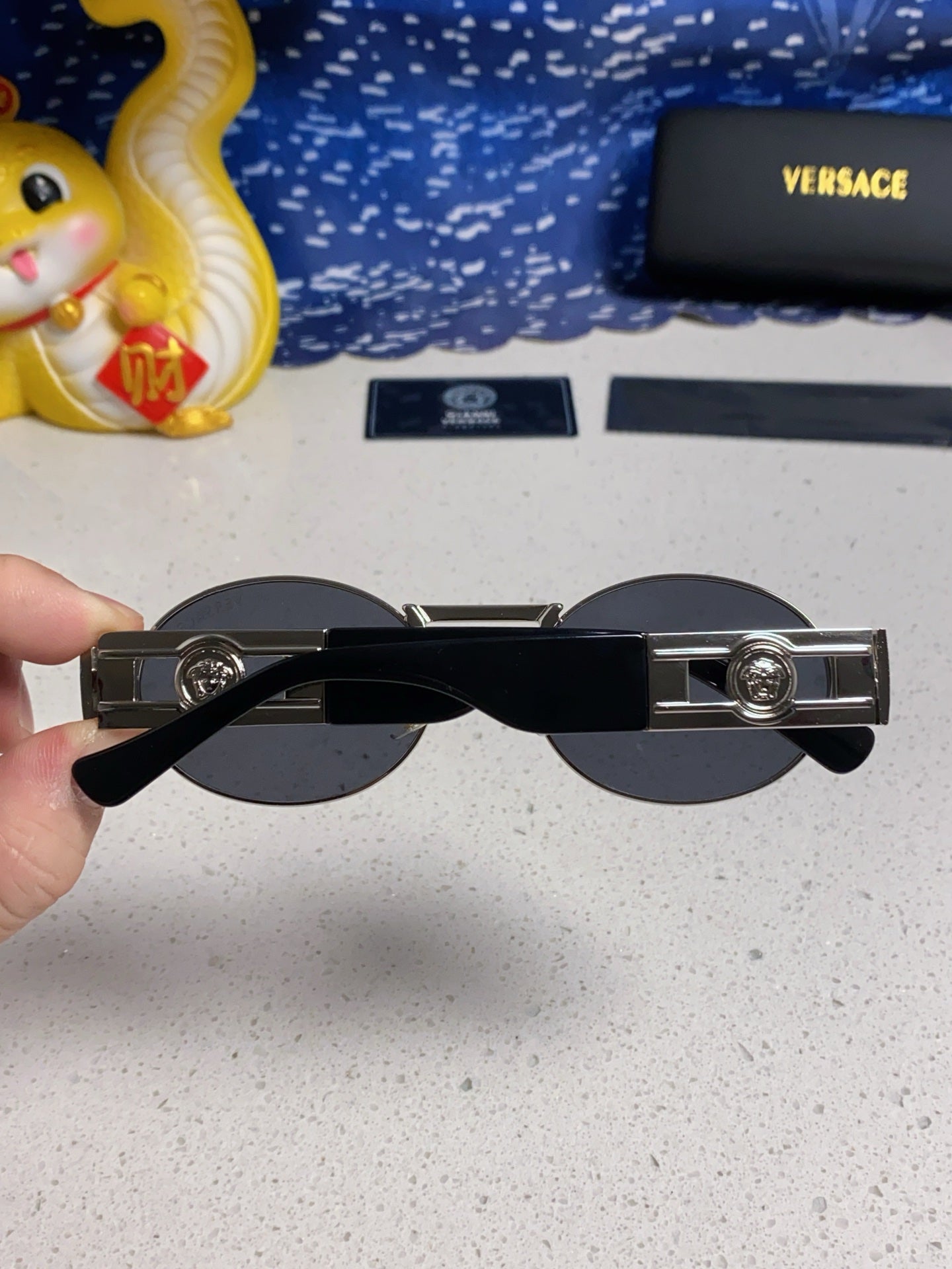 Versace Metal Oval Gray Lens Sunglasses for Men & Women - detail image 6