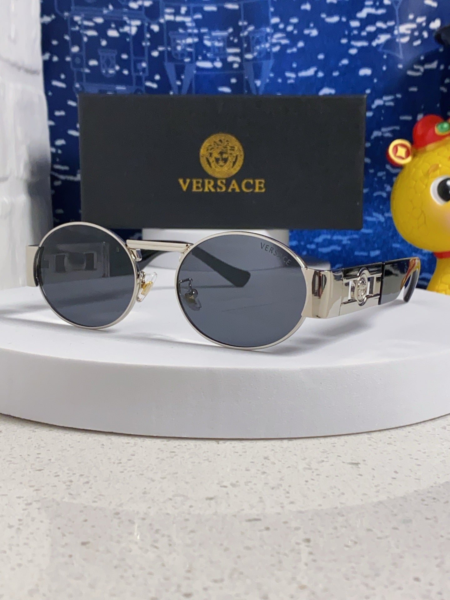 Versace Metal Oval Gray Lens Sunglasses for Men & Women - detail image 2