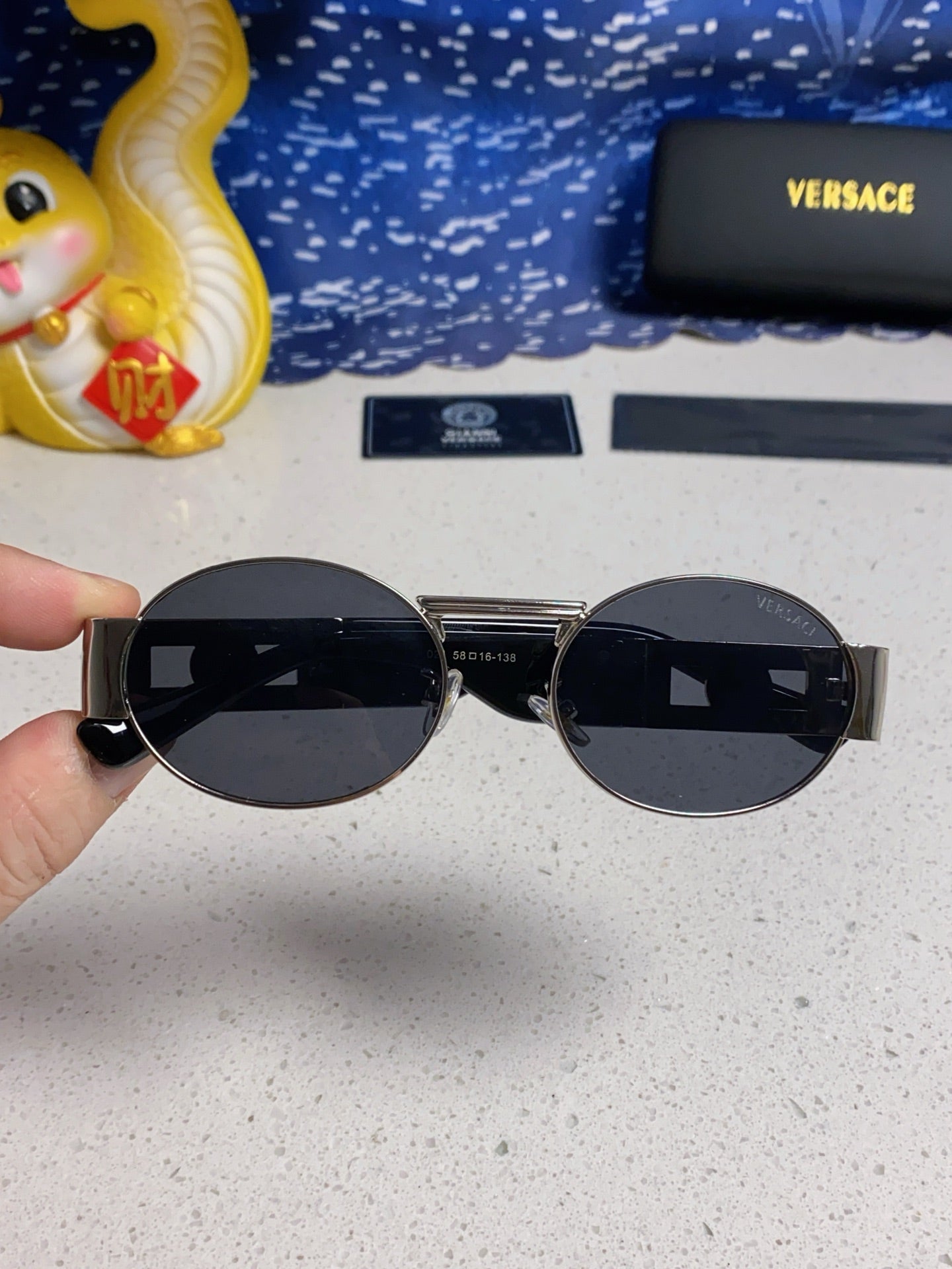 Versace Metal Oval Gray Lens Sunglasses for Men & Women - 358797 - detail image 5