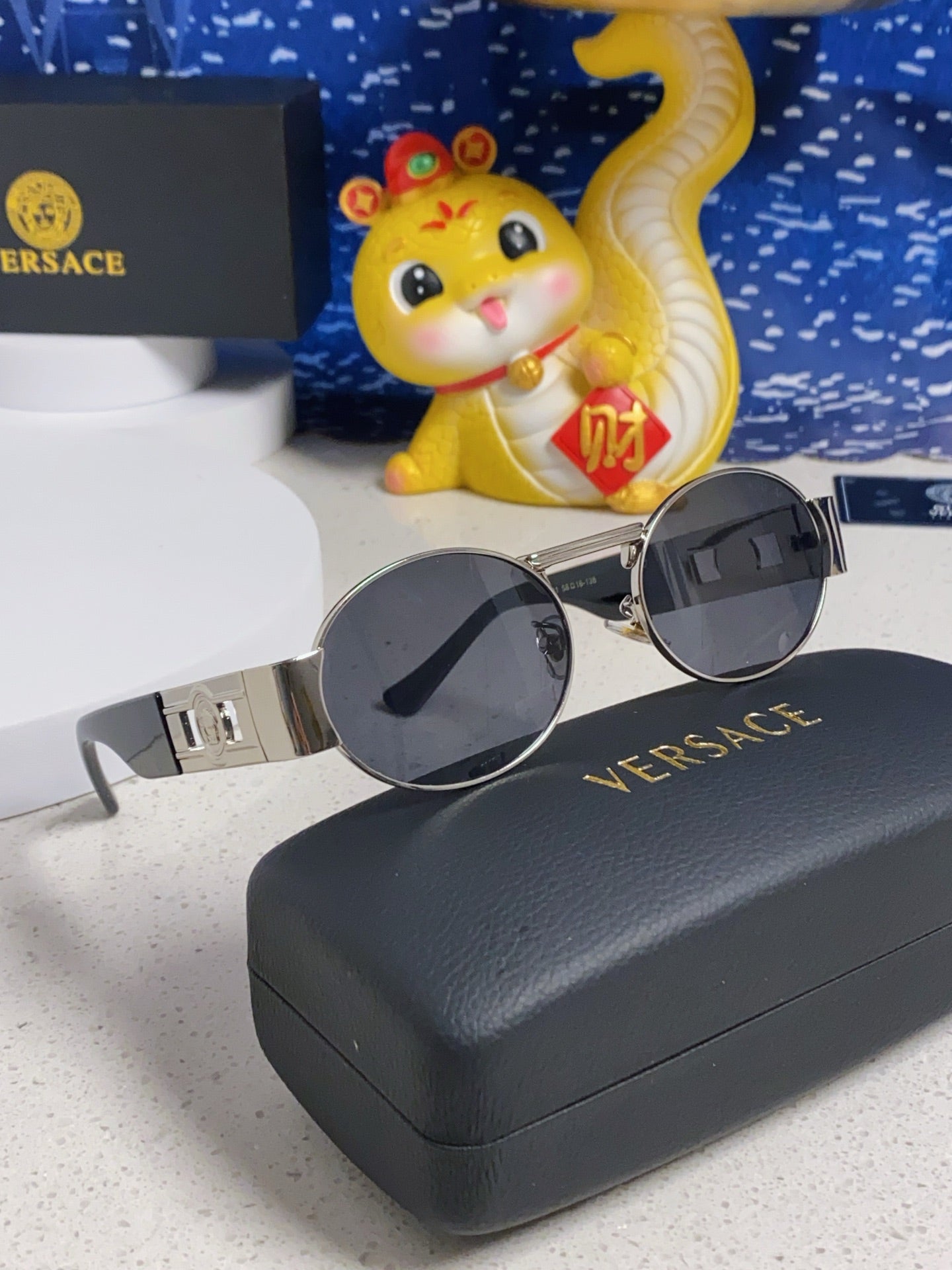 Versace Metal Oval Gray Lens Sunglasses for Men & Women - detail image 11