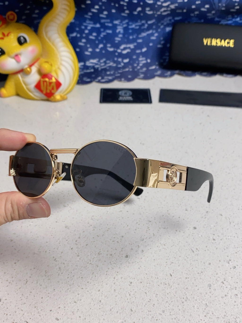 Versace Metal Oval Pink Lens Sunglasses for Men & Women - detail image 7