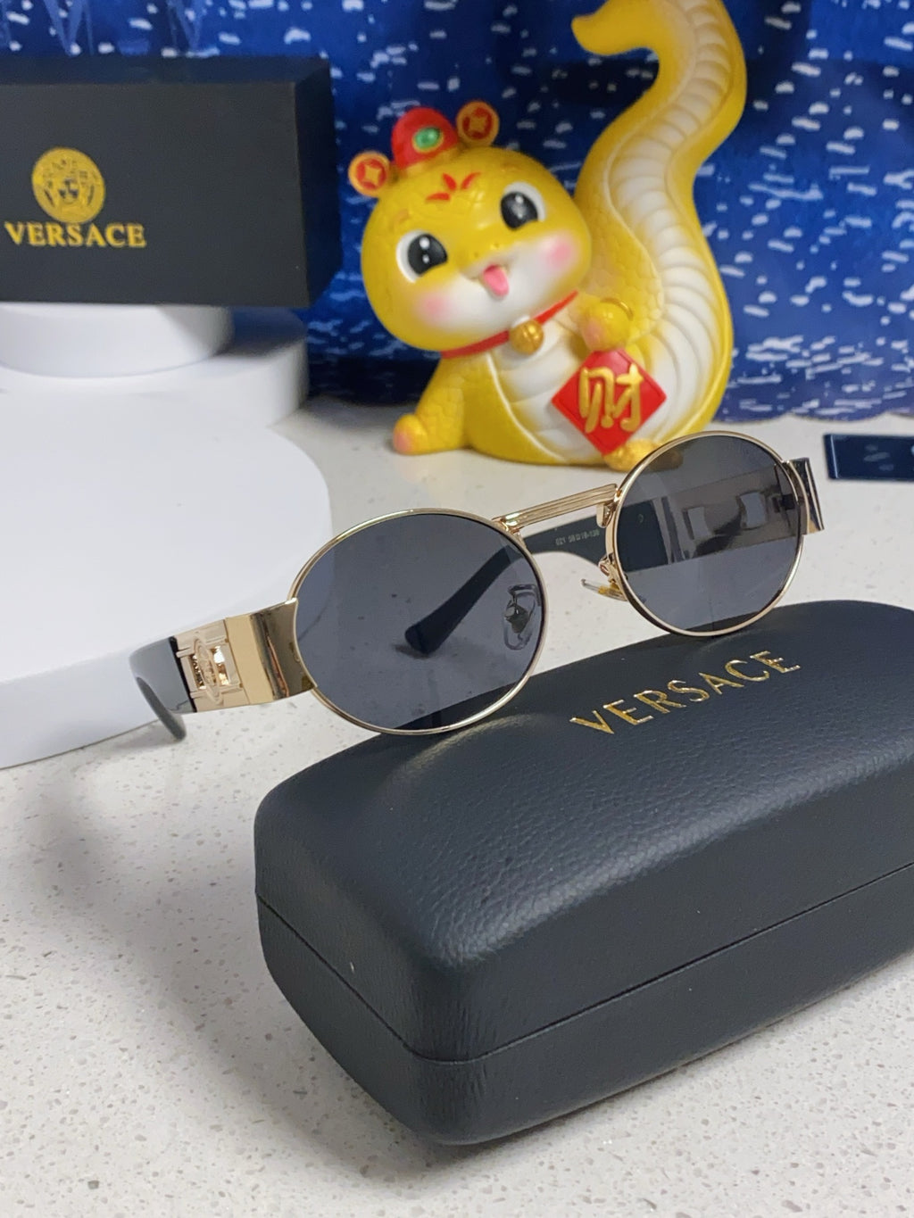 Versace Metal Oval Pink Lens Sunglasses for Men & Women - detail image 11
