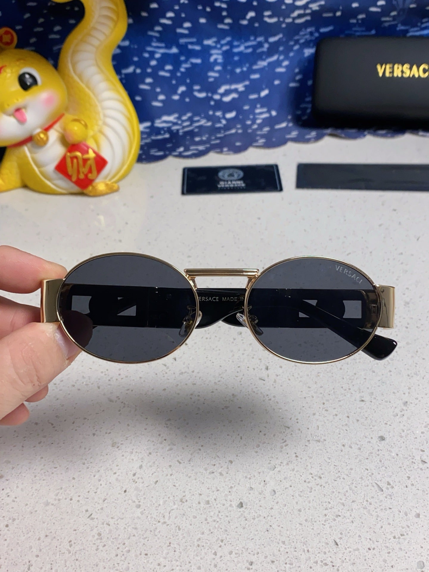 Versace Metal Oval Pink Lens Sunglasses for Men & Women - 358798 - detail image 5