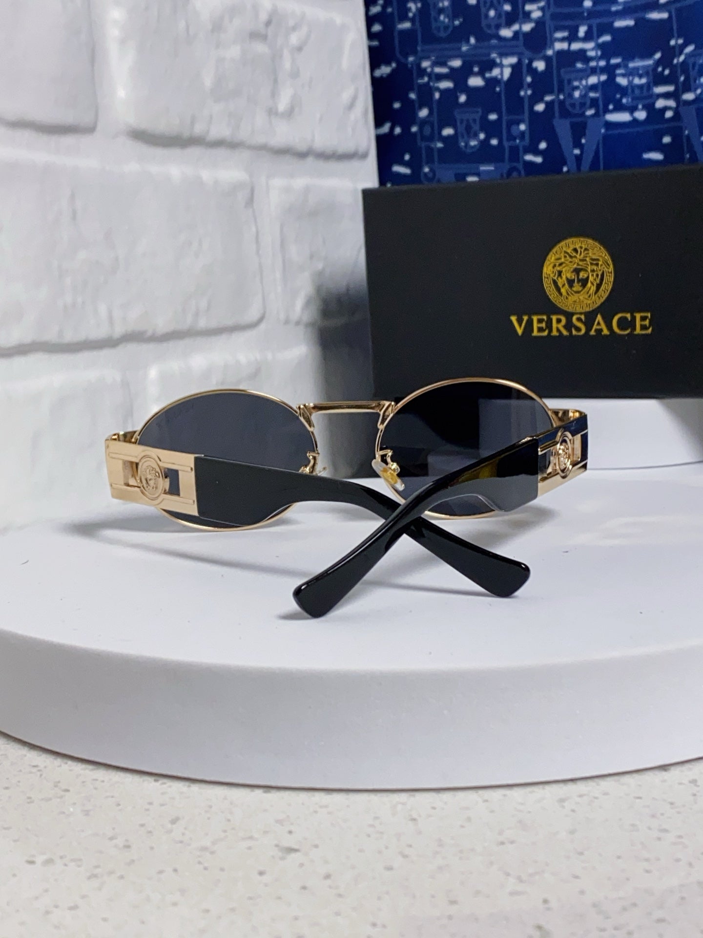 Versace Metal Oval Pink Lens Sunglasses for Men & Women - detail image 4