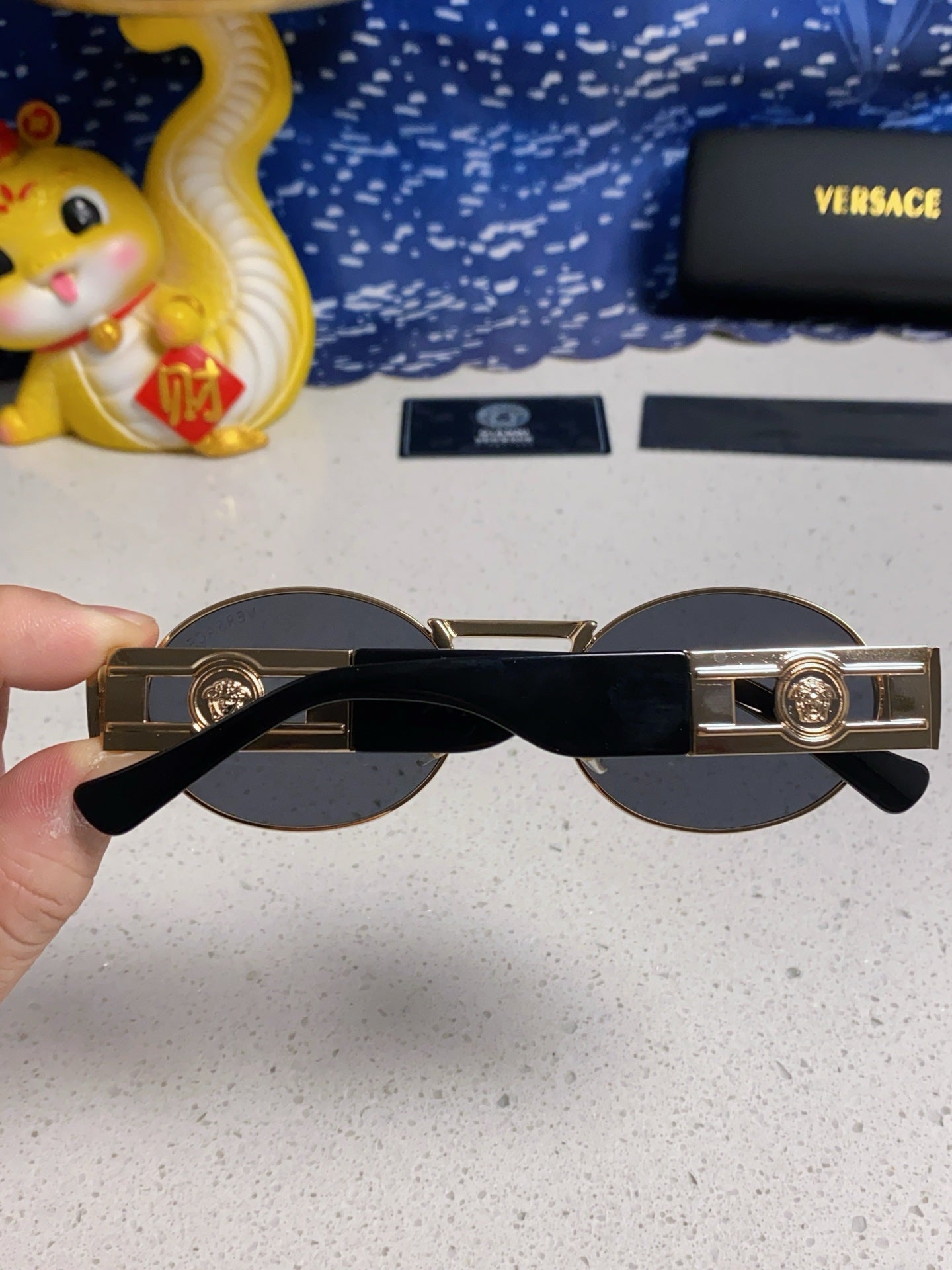 Versace Metal Oval Pink Lens Sunglasses for Men & Women - detail image 6