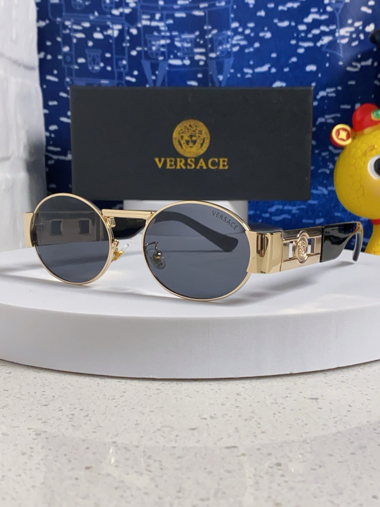 Versace Metal Oval Pink Lens Sunglasses for Men & Women - 358798 - detail image 2