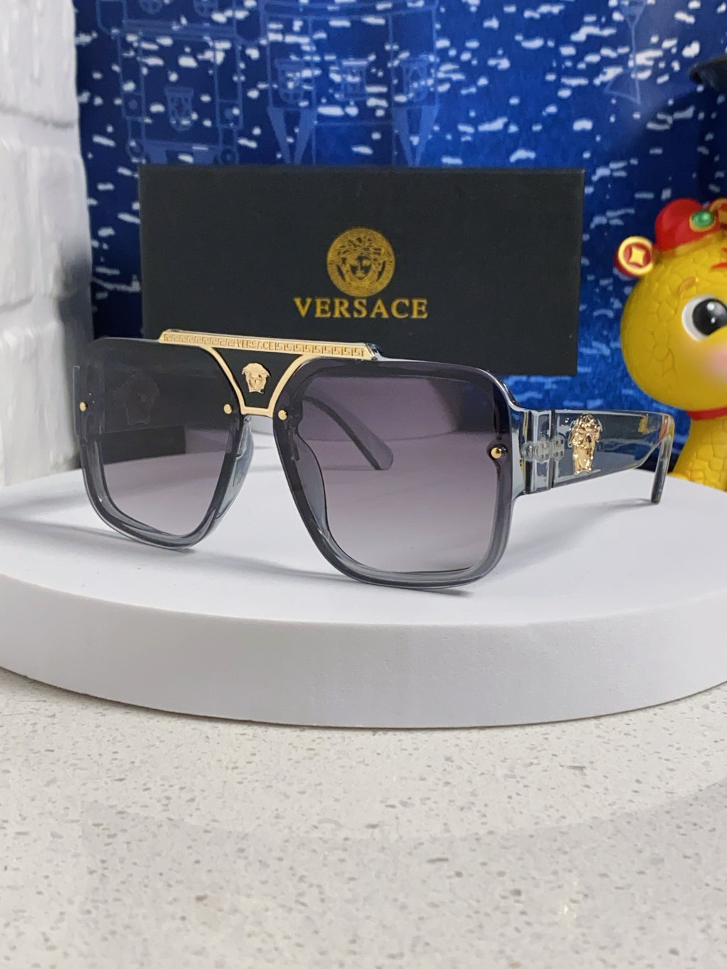 Versace Oversized Silver Lens Sunglasses for Men & Women - 487871