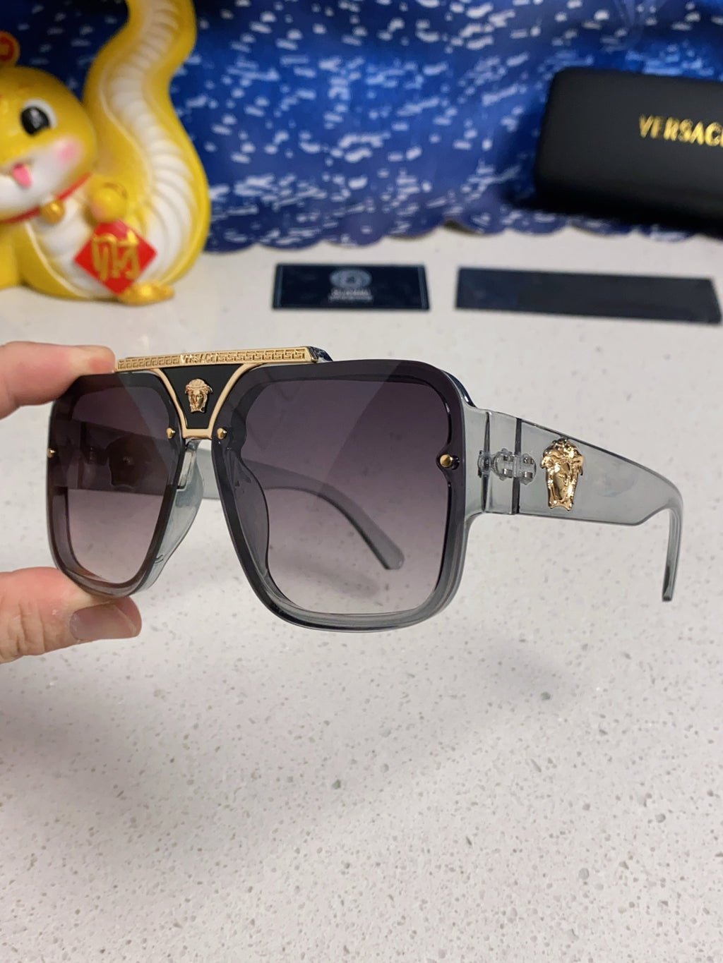 Versace Oversized Silver Lens Sunglasses for Men & Women - 358800 - detail image 6